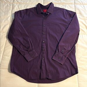 Alfani ButtonUp Men’s Size L 16-16 1/2 32-33 Purple Slim Fit Stretch Long Sleeve
